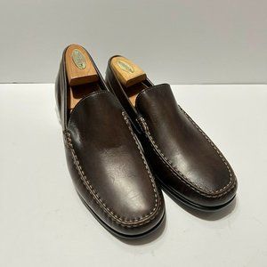 Ecco size 9.5 slip on moccasin shoes leather men's brown slip on